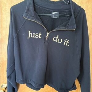 Nike Black Pullover with Gold Zipper Detail